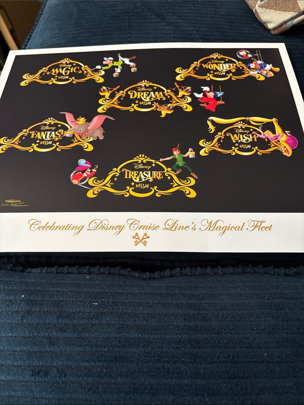 Disney Black and Gold Cruise Line Magical Fleet Poster NWT